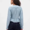 Collared V-Neck Peplum Top