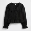 Collared V-Neck Peplum Top