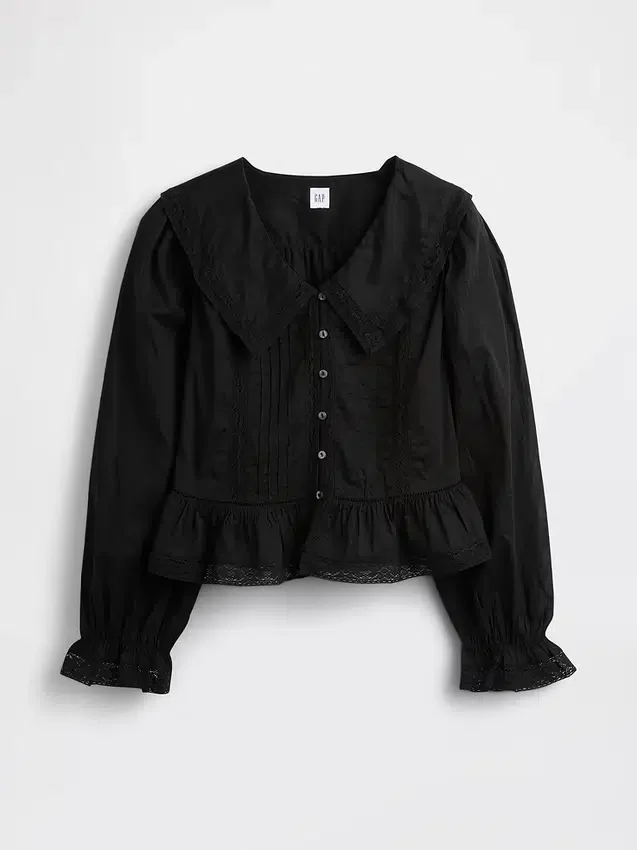 Collared V-Neck Peplum Top