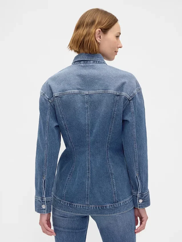 Contoured Longline Denim Jacket
