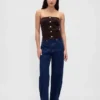 Corduroy Strapless Crop Vest