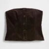 Corduroy Strapless Crop Vest