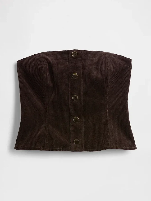 Corduroy Strapless Crop Vest