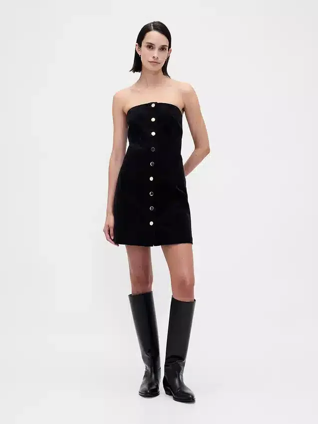 Corduroy Strapless Mini Dress