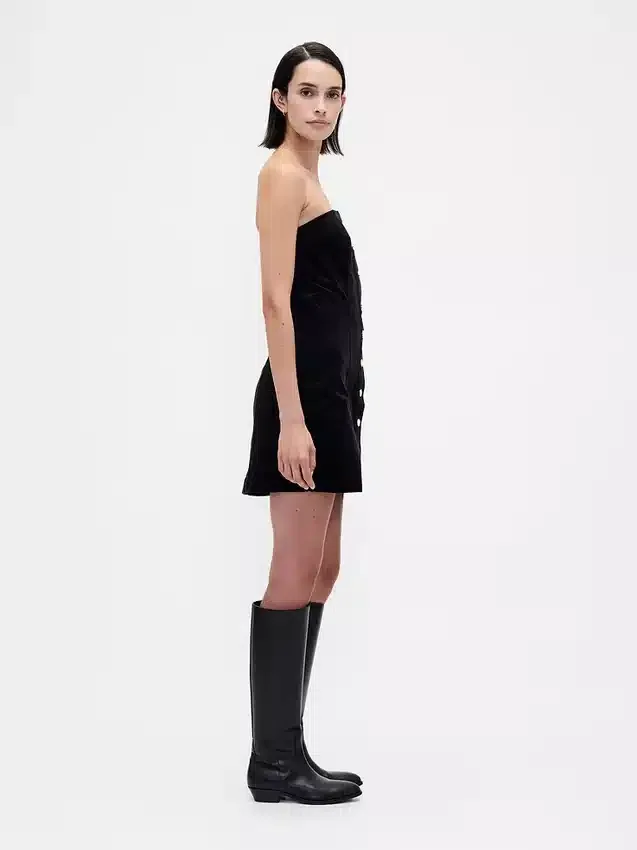 Corduroy Strapless Mini Dress