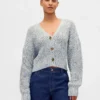 Cotton-Blend Crop Cardigan Sweater