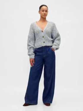 Cotton-Blend Crop Cardigan Sweater