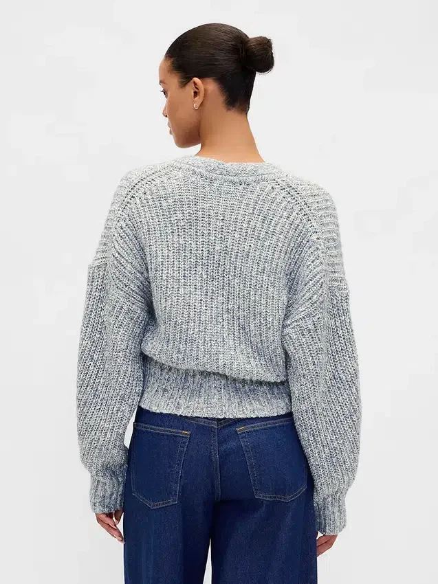 Cotton-Blend Crop Cardigan Sweater