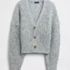 Cotton-Blend Crop Cardigan Sweater
