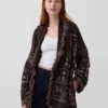 Cotton-Blend Fringe Shawl Cardigan
