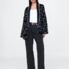 Cotton-Blend Fringe Shawl Cardigan