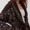 Cotton-Blend Fringe Shawl Cardigan