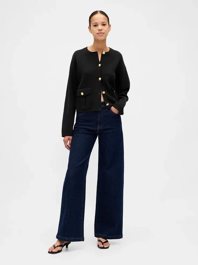 Cotton-Blend Pocket Cardigan Sweater