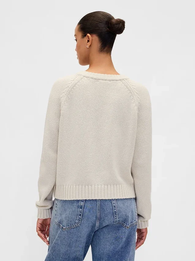 Cotton-Blend Raglan Crewneck Sweater
