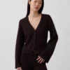 Cotton-Blend Relaxed V-Neck Cardigan Sweater