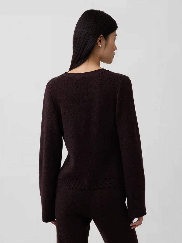 Cotton-Blend Relaxed V-Neck Cardigan Sweater