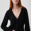 Cotton-Blend Relaxed V-Neck Cardigan Sweater