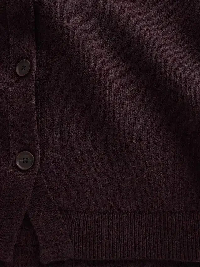 Cotton-Blend Relaxed V-Neck Cardigan Sweater