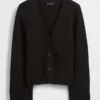 Cotton-Blend Relaxed V-Neck Cardigan Sweater