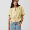 Cotton Gauze Crop Peplum Top
