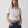 Cotton Gauze Crop Peplum Top