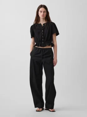 Cotton Gauze Crop Peplum Top