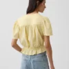 Cotton Gauze Crop Peplum Top