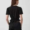 Cotton Gauze Crop Peplum Top