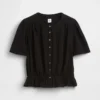 Cotton Gauze Crop Peplum Top