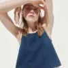 Cotton Gauze Denim Crop Shell Tank Top