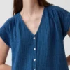 Cotton Gauze Denim Drop-Waist Mini Shirtdress