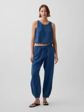 Cotton Gauze Denim Easy Barrel Joggers