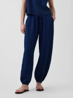 Cotton Gauze Denim Easy Barrel Joggers