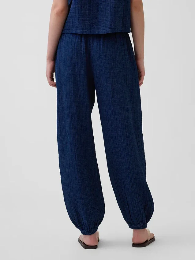 Cotton Gauze Denim Easy Barrel Joggers