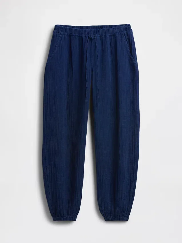 Cotton Gauze Denim Easy Barrel Joggers