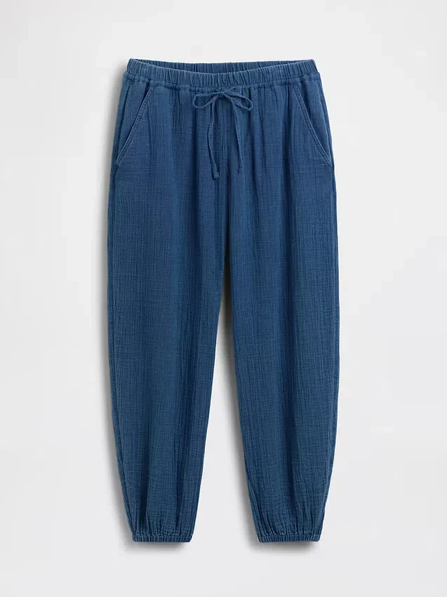Cotton Gauze Denim Easy Barrel Joggers