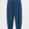 Cotton Gauze Denim Easy Barrel Joggers