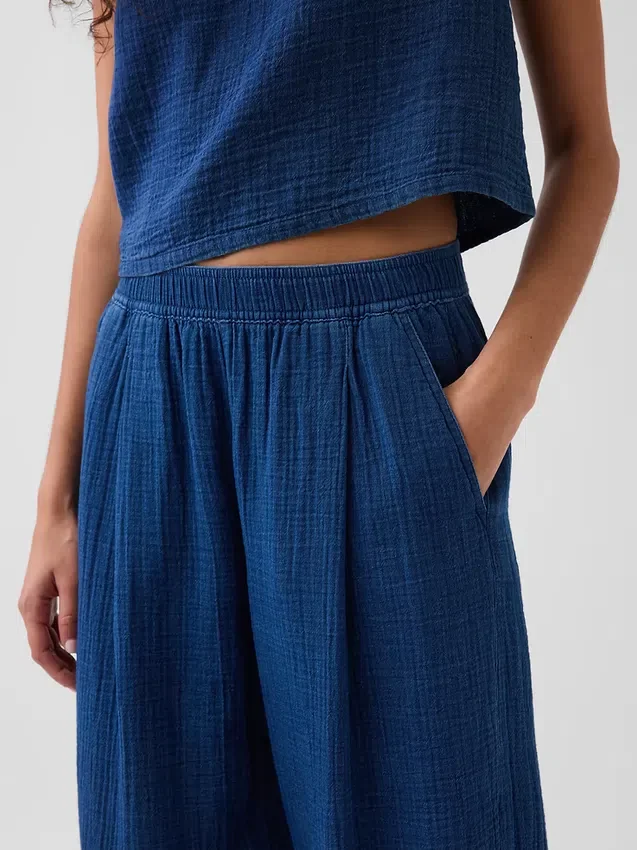Cotton Gauze Denim Easy Pants