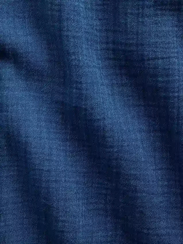 Cotton Gauze Denim Oversized Collarless Shirt