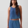 Cotton Gauze Denim Shell Tank Top