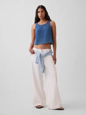 Cotton Gauze Denim Shell Tank Top
