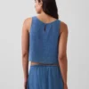 Cotton Gauze Denim Shell Tank Top