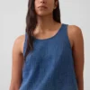 Cotton Gauze Denim Shell Tank Top