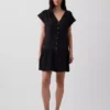 Cotton Gauze Drop-Waist Shirtdress