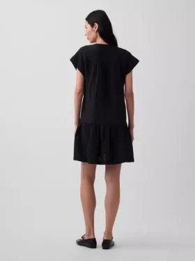 Cotton Gauze Drop-Waist Shirtdress