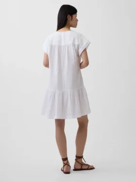 Cotton Gauze Drop-Waist Shirtdress
