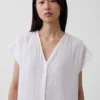 Cotton Gauze Drop-Waist Shirtdress