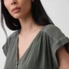 Cotton Gauze Drop-Waist Shirtdress