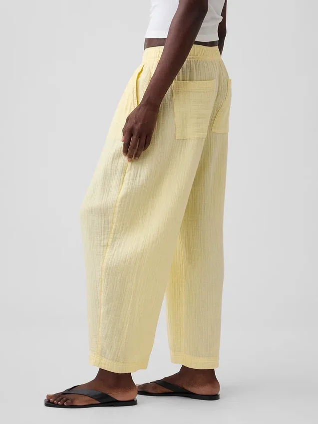 Cotton Gauze Easy Barrel Pants