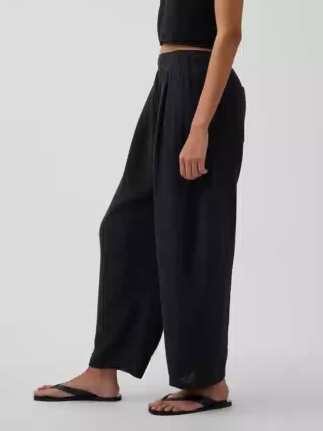 Cotton Gauze Easy Barrel Pants